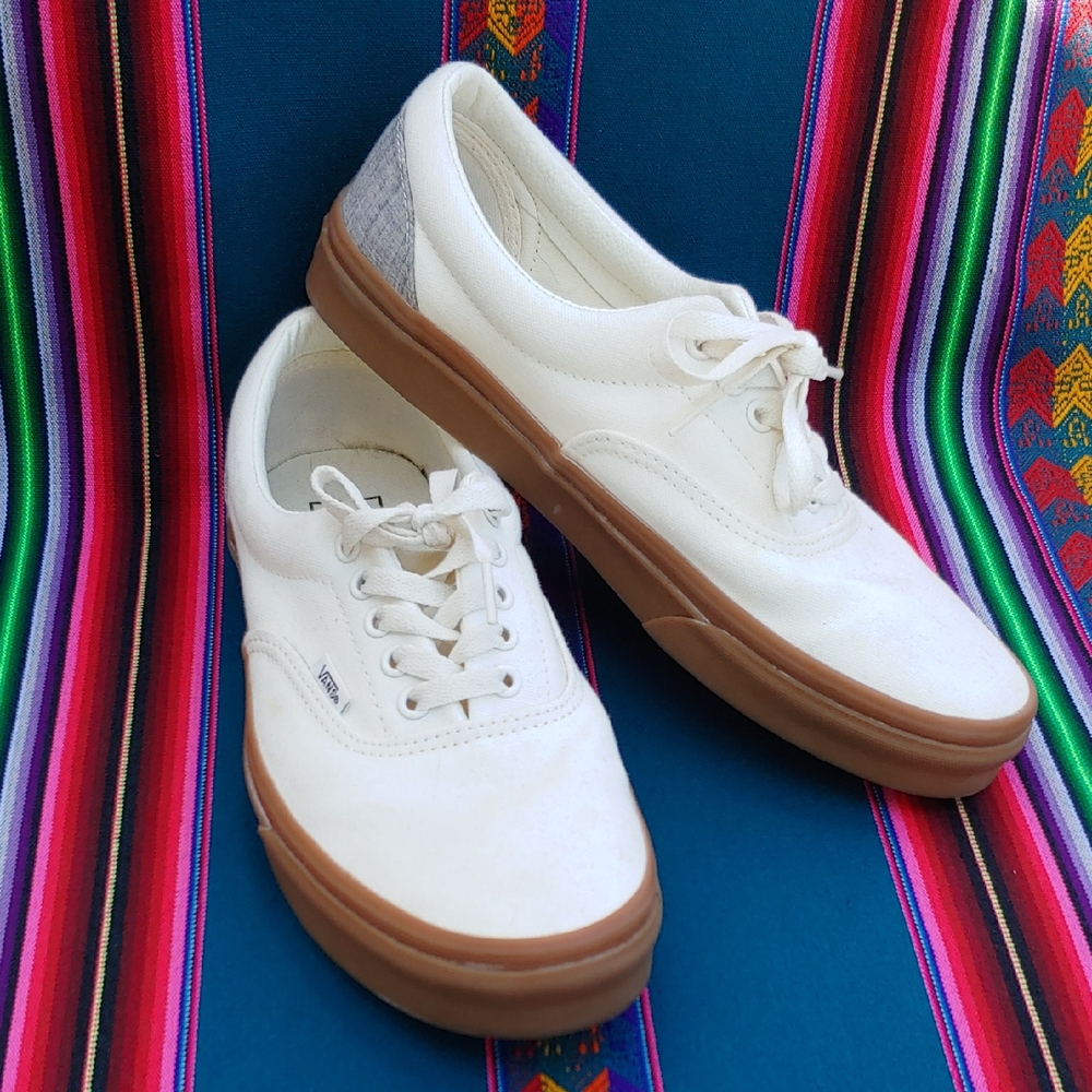 Vans Classic Low Skateboard Shoes Cream Gray Canvas Unisex Men's 9.5 Women's 10 - Picture 1 of 17